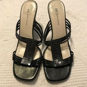 Anne Klein Sz 8 Strappy Sandals Sequins Square Toe